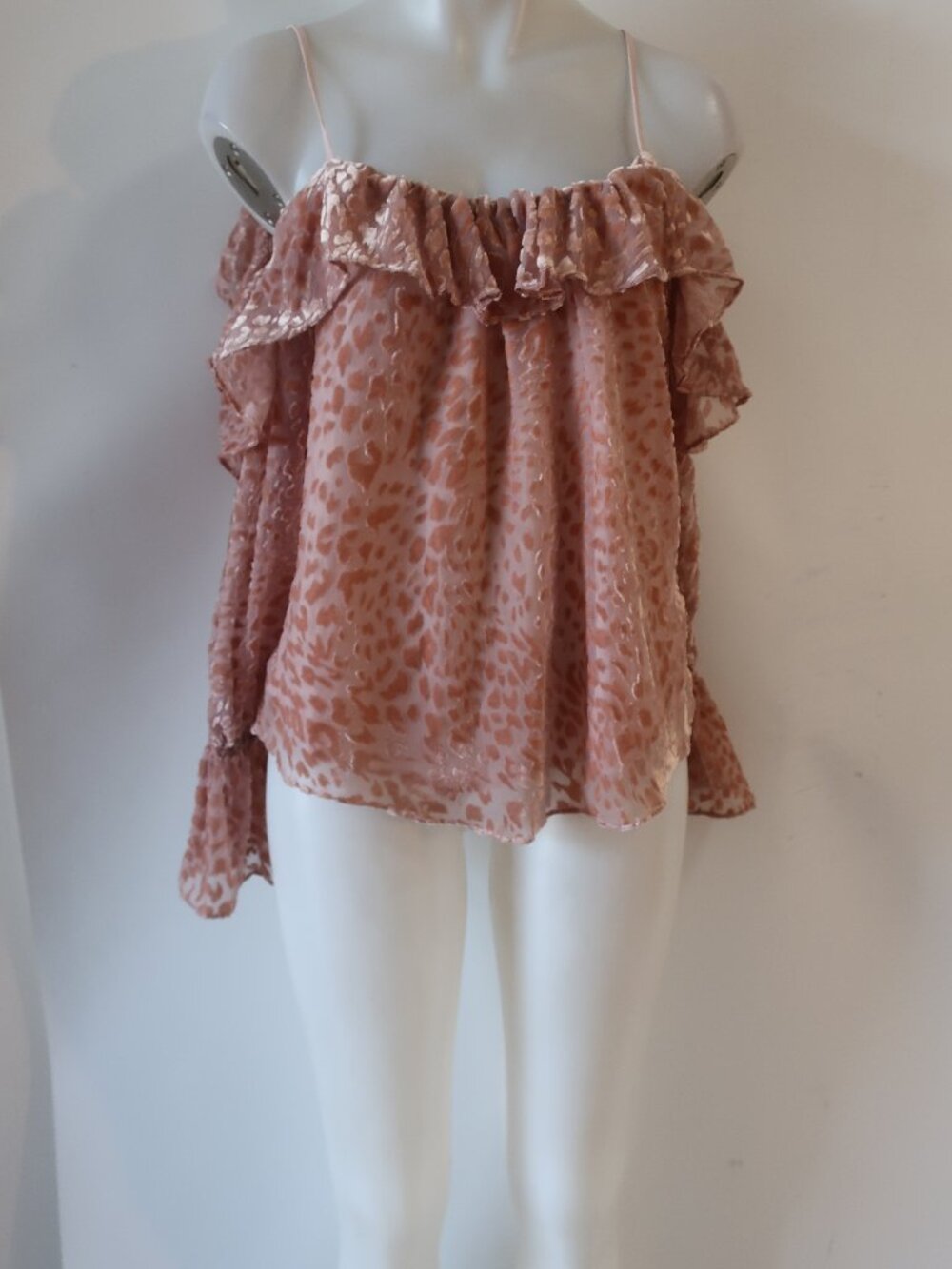 Womens Parker Blush Pink Semi Velour Off Shoulder Print Blouse S